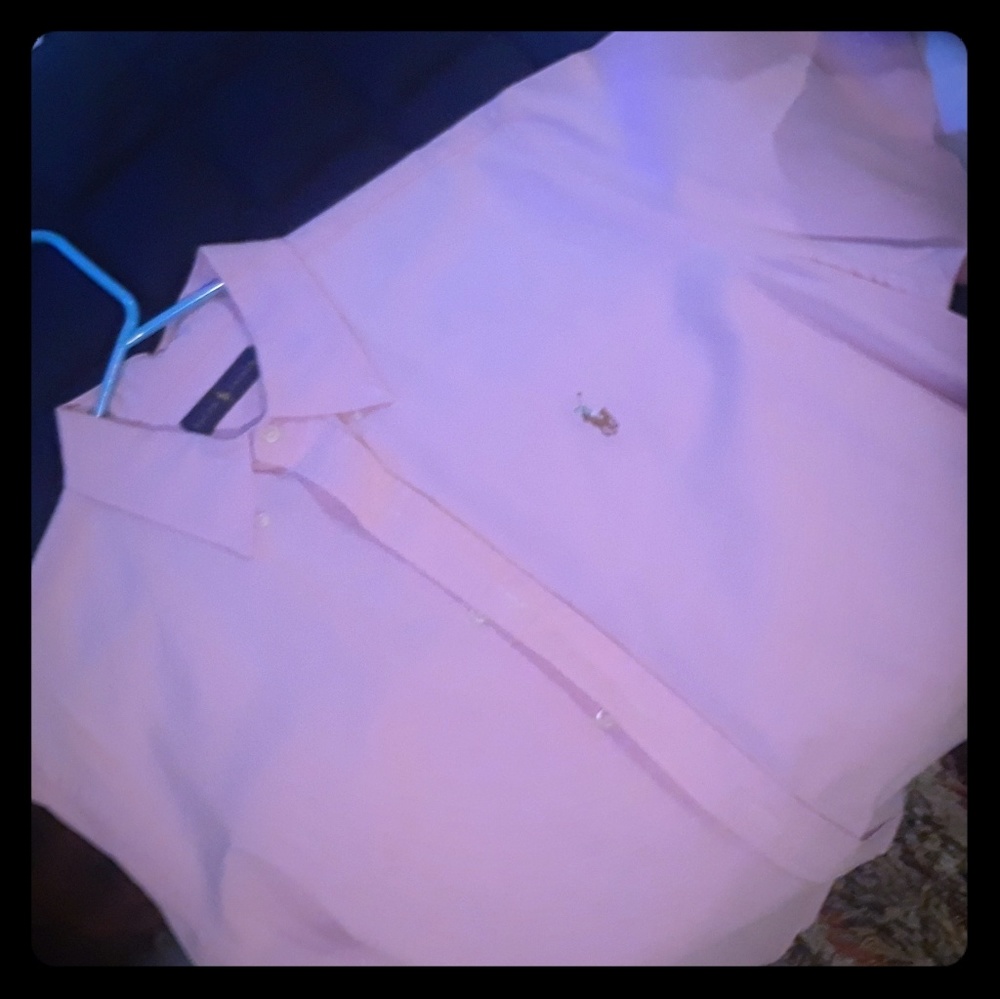 Pink polo short sleeve dress shirt